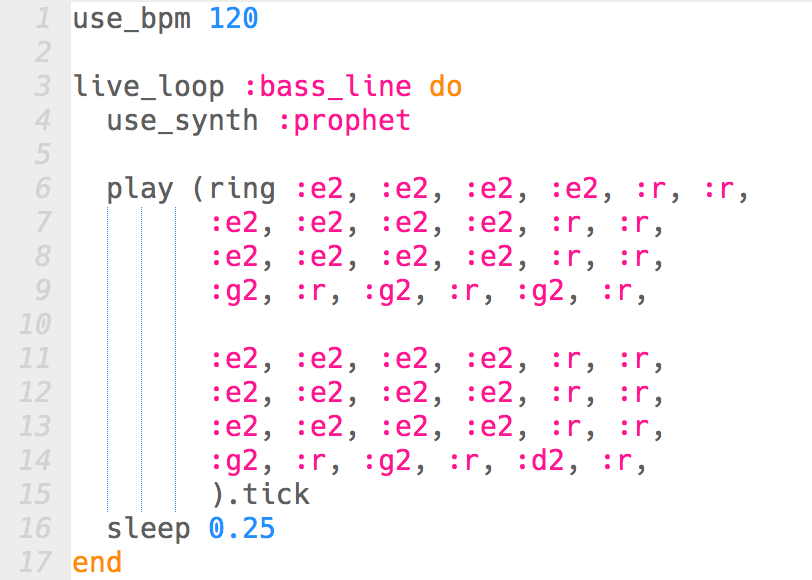 Doctor Who bass line on Sonic Pi